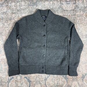 Pendleton Cardigan Sweater Womens S Shawl Collar Aztec 100% Wool Chimayo Gray